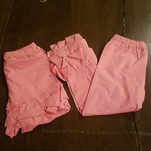 NWOT soft pink ruffle shorties bottoms pant set